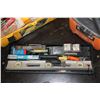 Image 3 : Portable tool box w/stud finder, drill bits, spirt level, etc.. Plus small Ridgid vacuum cleaner