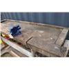 Image 2 : Homemade workbench with 2 built in vices, and one attached vice. Approx 89inches wide