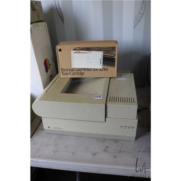 Vintage 1980s Apple LaserWriter II with box of Apple personal LaserWriter 300 Series Toner cartridge