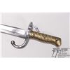 Image 2 : French model 1866 Chassepot bayonet w/ matching numbers scabbard. Brass handle, 22 3/4" carved blade