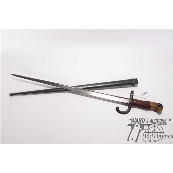 French model 1874 Gras bayonet w/ matching numbers scabbard. Serial #77442. Blade marked Mrc d Armes