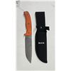 Image 2 : 2 Collectible knives including a Buck 0768 hunting knife with 6-1/2" blade and webbed sheath and an 