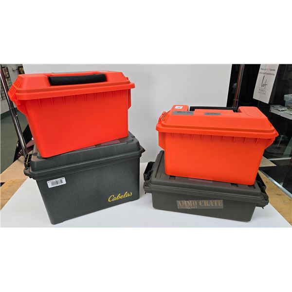 4 assorted plastic ammo boxes