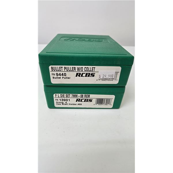 RCBS Fl die set 7mm - 08 rem and a RCBS puller w/o collet