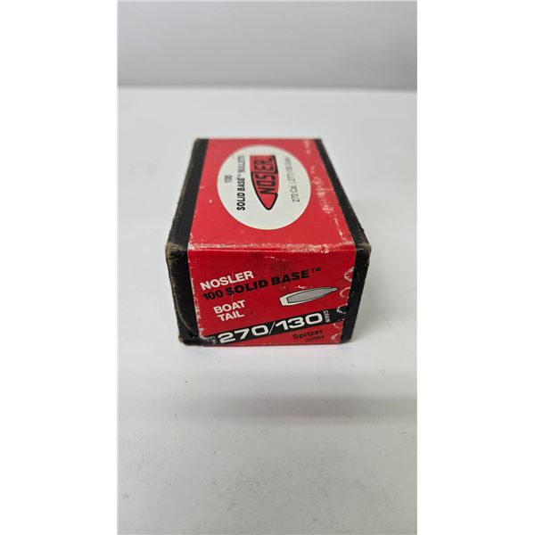 One full 100 count box Nosler .270 cal 130 gr boat tail