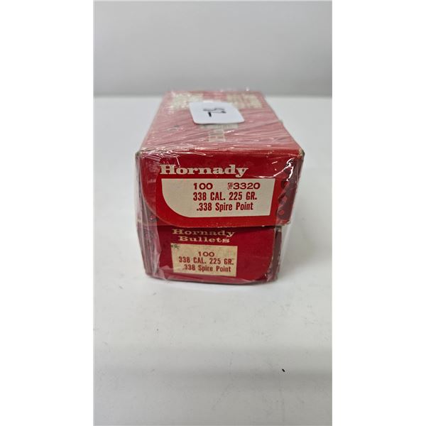 One full 100 count box and a partial 46 count box of Hornady .338 cal 225 gr spire point