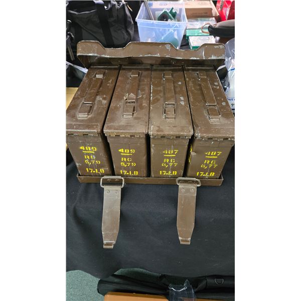 Vintage brown 4 bin ammo box