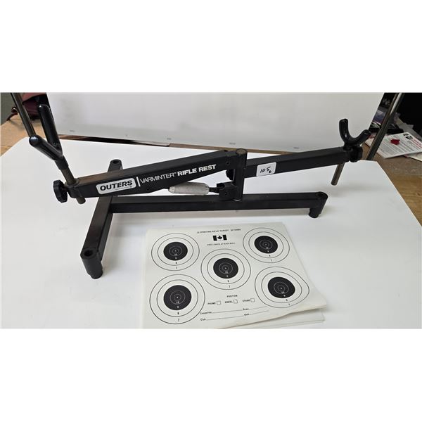 Outers Varminter rifle rest and a selection of targets
