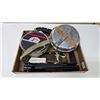 Image 1 : Selection of camping items including pan kit, water bottle, camp saw, mag light and filet knife