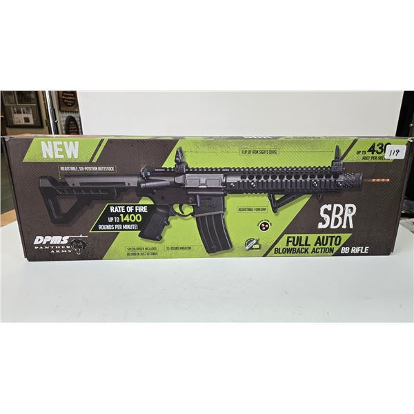DPMS Panther Arms SBR full auto blowback action BB rifle, rate of fire is 1400 rpm