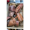 Image 1 : Vintage leather utility belt with Schrade 152 old timer, Rocky MT Dubois Pac-Saw, compasses, flint b