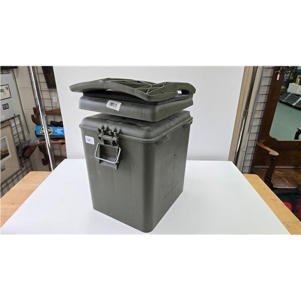 Ducks Unlimited shooting seat/cooler with Stryofoam cooler in bottom and Winchester logos