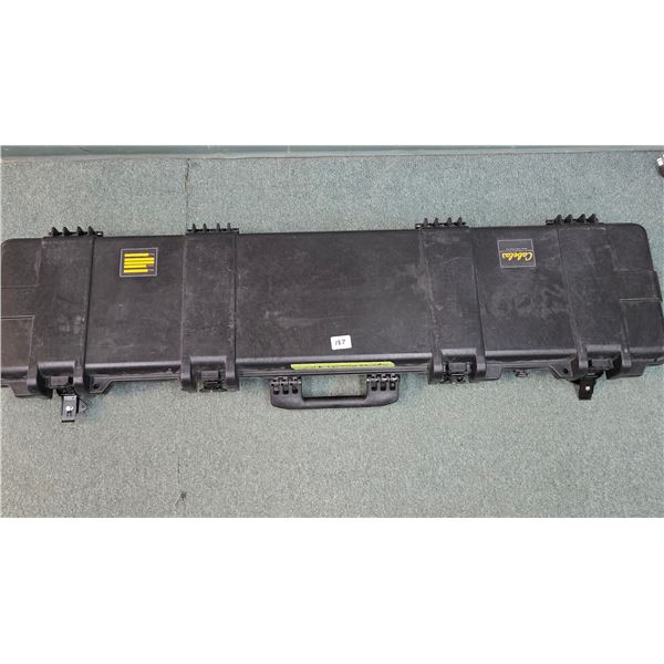 Cabela's heavy duty foam lined hard rifle case with 4 large heavy duty clasps, measures 53" x 12-1/2