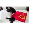 Image 1 : Vintage Soviet Union visor-less Beskozirka hat, band, and a 27" x 54" Russian Flag