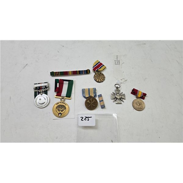 6 military medals including Pakistan Defense Medal, Kuwait Liberation medal, US National Defense ser