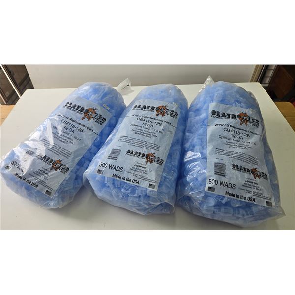 3 full 500 count bags of Claybusters WTW-12 Replacement wads