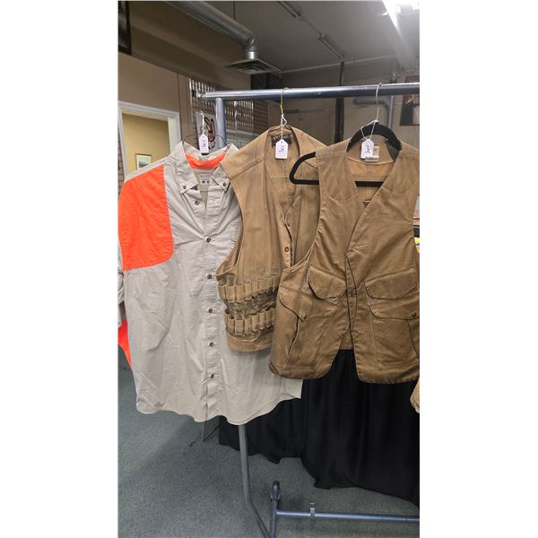 2 vintage canvas hunting vests including a Pioneer Dry-bak and a Filson, both large, plus a large Co