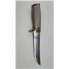 Image 2 : W. Stockdale hunting knife with 6" blade, brass accents, and leather sheath