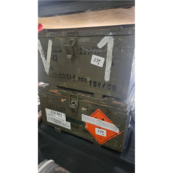 2 military ammo boxes with original liners