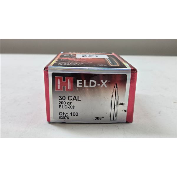1 Full 100 count box of Hornady ELD-X 30cal 200gr