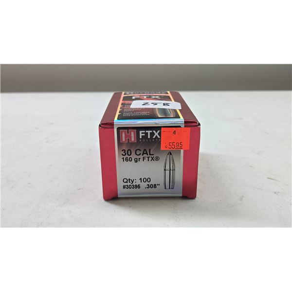 1 Full 100 count box of Hornady FTX 30cal 160gr