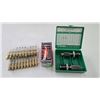 Image 1 : 1 Full 100 count box of Hornady 25cal 117gr BTSP interlock bullets, an RCBS FL die set 25-06, and 20