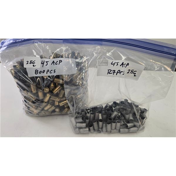 2 bags containing 927 45 ACP brass