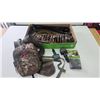 Image 1 : Selection of hunting supplies including ammo belt and pouch, rifle slings, animals calls, webbed bel
