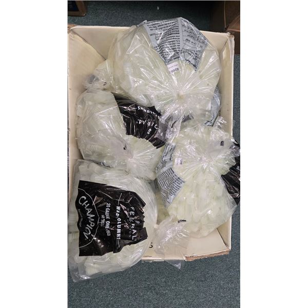 Box containing 8 full 250 count bags of 20ga plastic wads by Federal