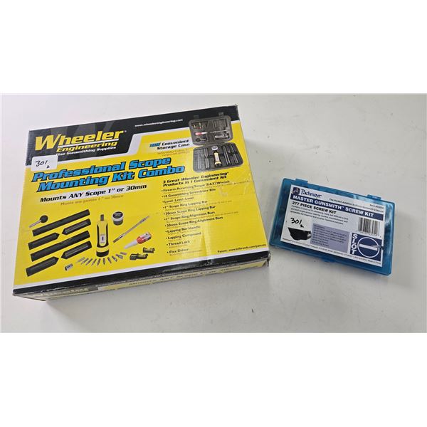 Wheeler professional scope mounting kit and a Pachmag master gunsmith screw kit