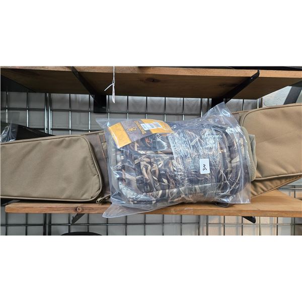 Cabela's soft gun case, a Browning ammo belt/hand warmer, and a Browning supply pouch