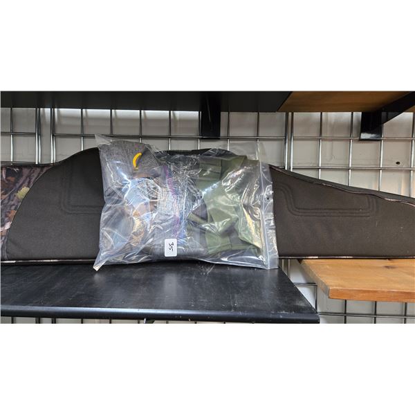Cabela's soft gun case, a Beretta accessory pouch, and a rifle sling and sock