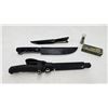 Image 1 : The Fishermans Solution multi knife and 2 eastern european knives plus a sharpening stone and a ream