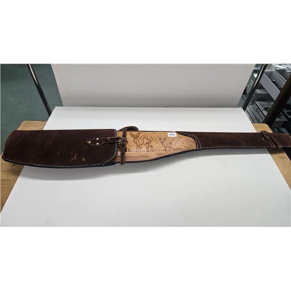 Mexican made leather rifle scabbard with end cap