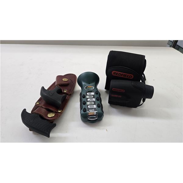 Redfield Raider 600 range finder, mini Phantom digital animal call and an Outdoor Edge skinning knif