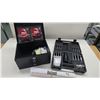 Image 1 : Selection ofgun misc. including small locking ammo box, 2 sets of Millett Tactical rings 1" med., 2 