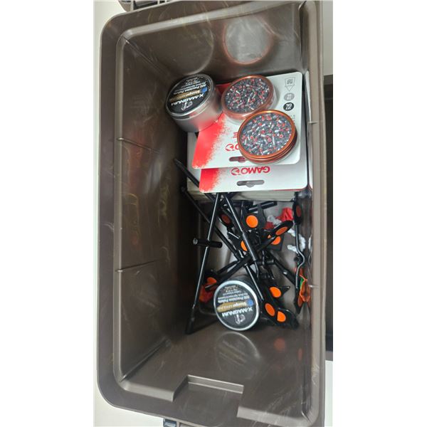 Plastic Plano ammo box w/ selection of .177 cal pellets and targets
