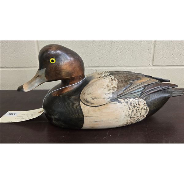 Ducks Unlimited Red Head limited edition decoy from 1984-1985 season by carver Tom Taber. Measures 1