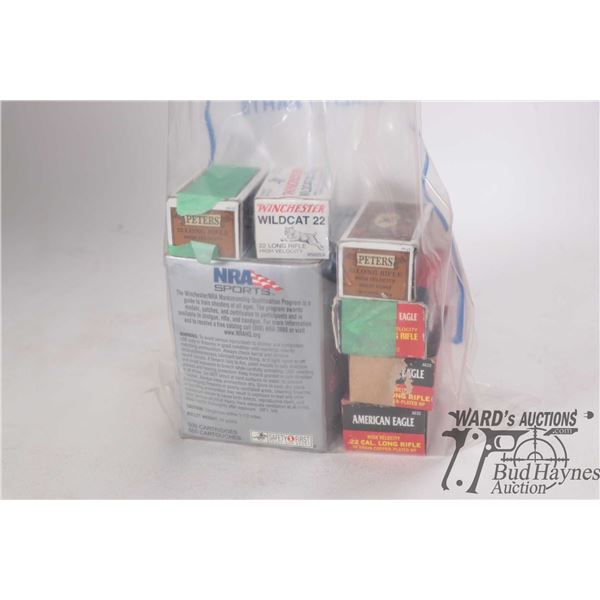 Selection of .2 LR ammo including partial 3/4 full box of 500 Winchester Xpert NV 36 gr lead nose HP