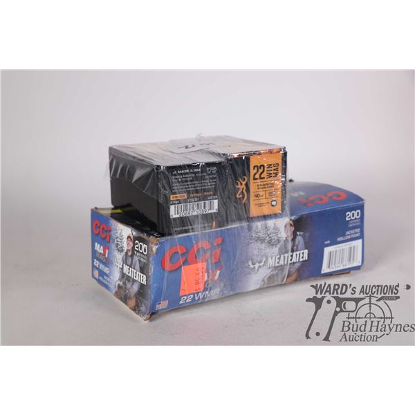 One full 200 count & four loose CCI maxi-mag .22 WMR 40 gr jacketed HP and two full 50 count Brownin