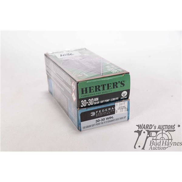 One full 20 count box Herters .30-30 win 150 gr soft point and one full 20 count box Federal .30-30 