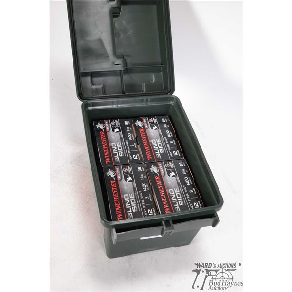 Ammo box w/ four full 25 count boxes Winchester Blind Side Elite 12 ga 3" BB