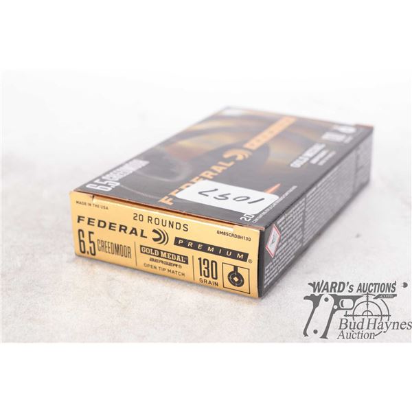 One full 20 count box Federal premium gold medal 6.5 creedmoor 130 gr Berger eopen tip match