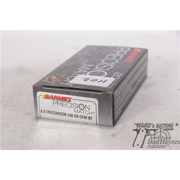 One full 20 count box Barnes precision match 6.5 creedmoor 140 gr OTM BT
