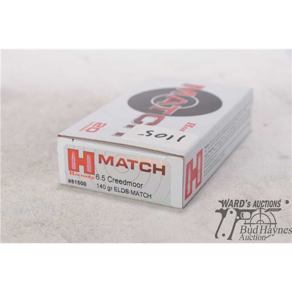 One full 20 count box Hornady match 6.5 creedmoor 140 gr ELD match