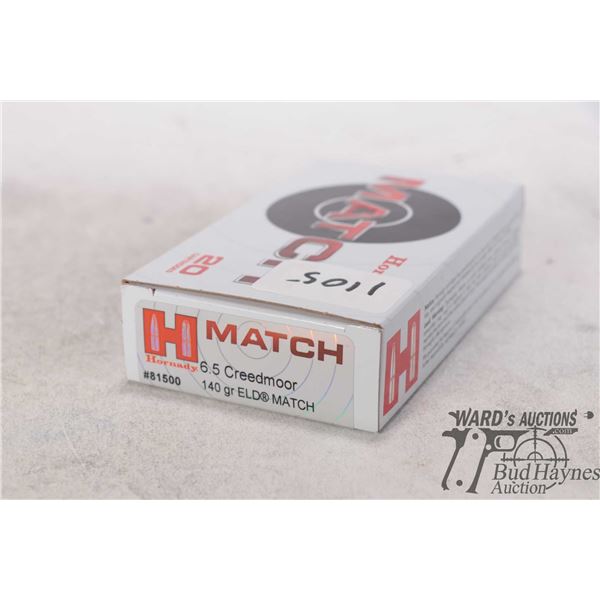One full 20 count box Hornady match 6.5 creedmoor 140 gr ELD match