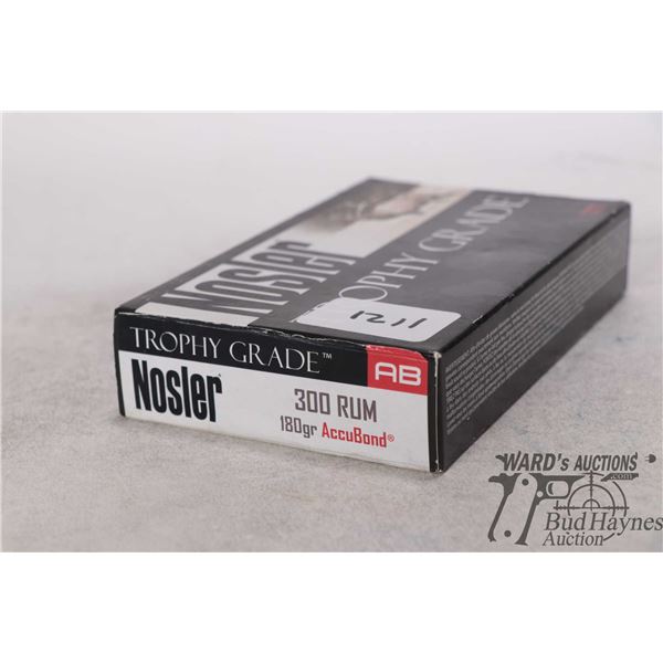 One full 20 ocunt box Nosler Trophy grade .300 rum 180 gr accubond