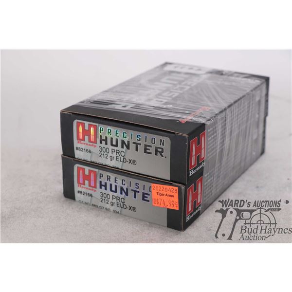 One full 20 count and one partial 14 count box Hornady Precision hunter .300 PRC 212 gr ELD-X