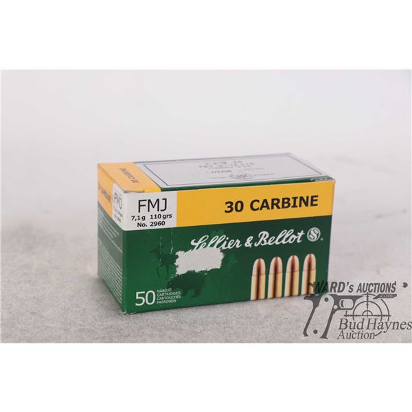 One full 50 count box Sellier & Bellot .30 carbine 110 gr jacketed round nose