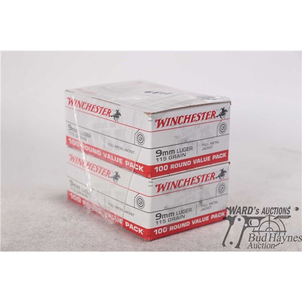 Two full 100 count packs of Winchester target 9mm 115 gr full metal jacket